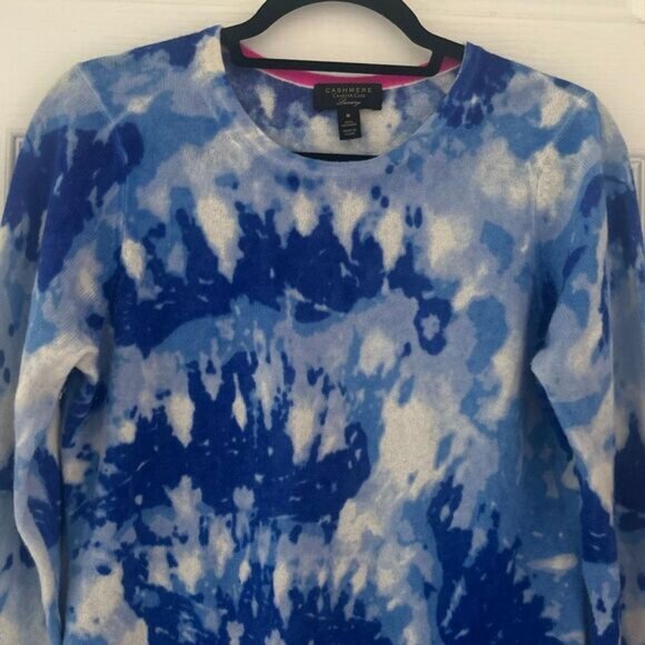 Charter Club Cashmere Tie-Dyed Sweater Size Medium Blue - Picture 2 of 7